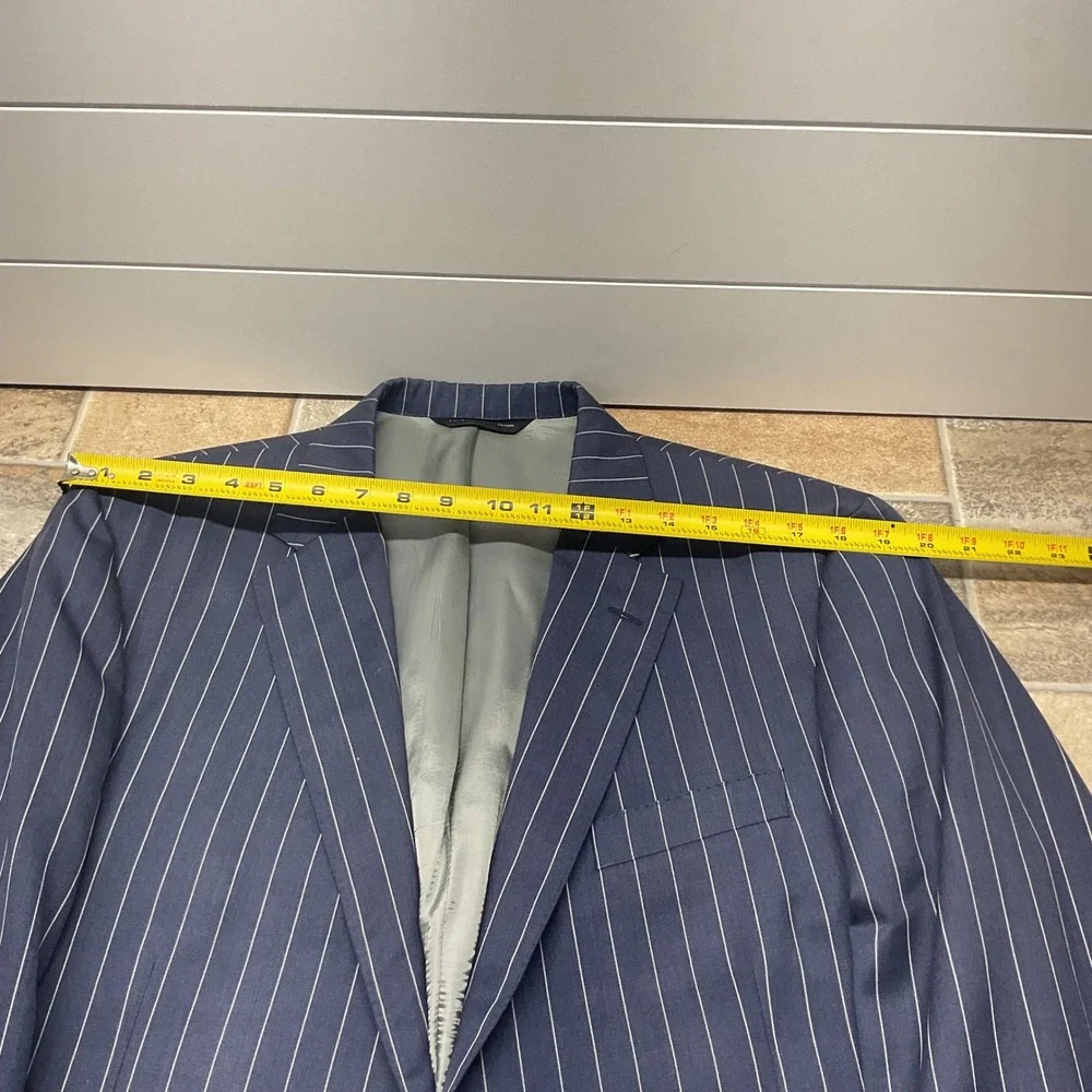 Samuelsohn Holland & Sherry Wool Pinstripe Blazer Navy Blue The Hound SF Mens